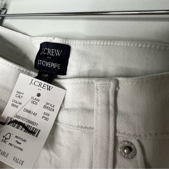 J. Crew 30 Petite White Signature Stretch Stovepipe Straight Jeans 30P - Picture 3 of 5